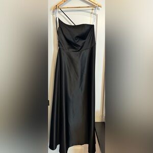 David’s Bridal One Shoulder Satin A-Line Long Dress